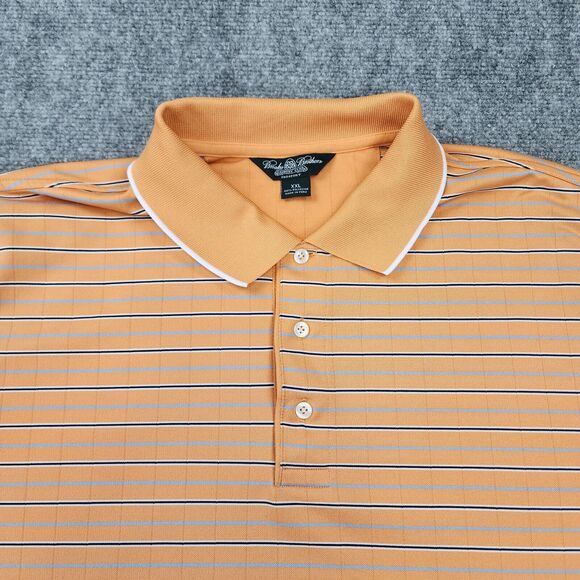 Brooks Brothers Shirt Mens XXL Orange Striped Polo Country Club ProSport Casual - Picture 8 of 16